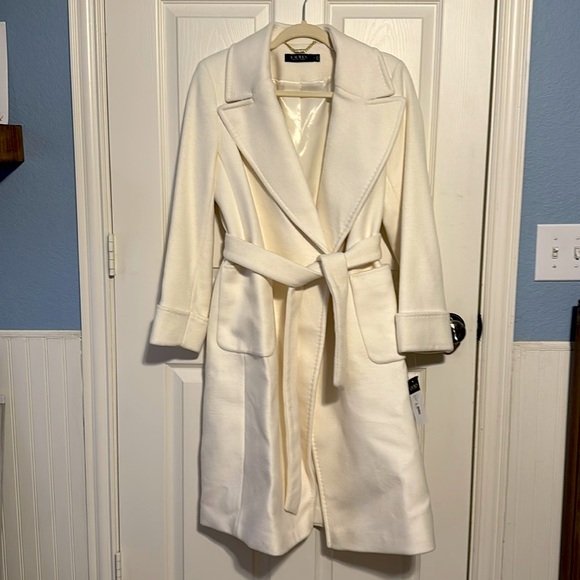 Lauren by Ralph Lauren Cream Belted Wrap Coat - Picture 2 of 8